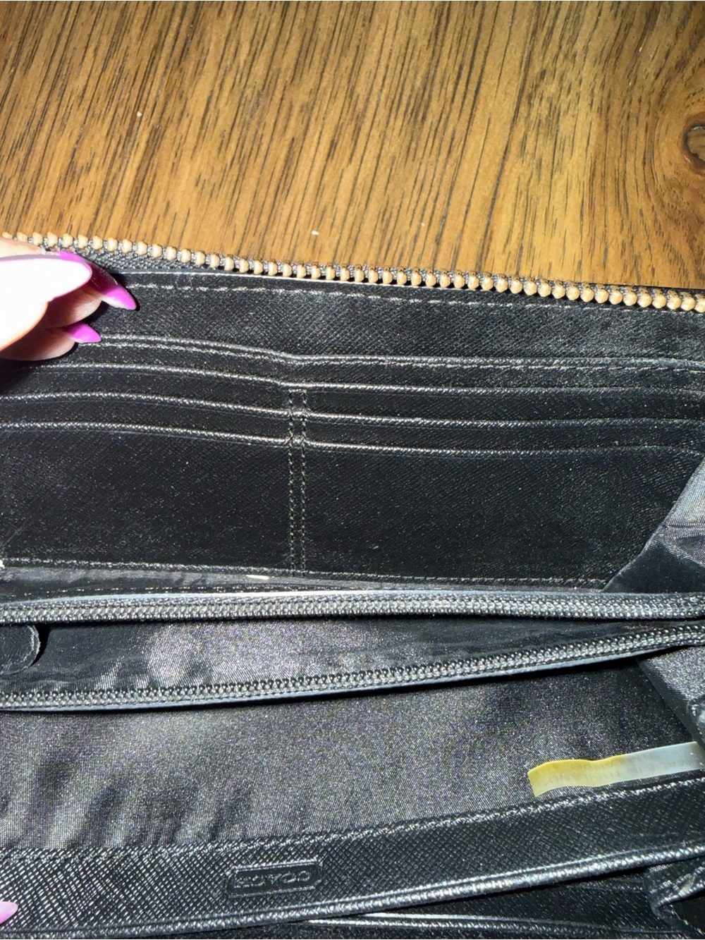Coach Black Patent Leather Zip-Around Signature Wallet - Picture 7 of 8